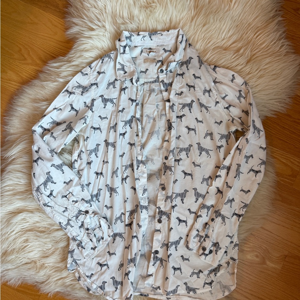 Barbour White and Black Dog Print Shirt
